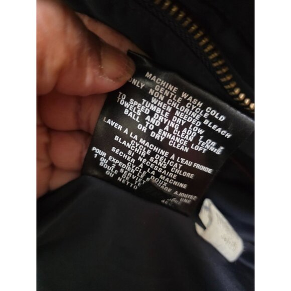 Cole Haan Women's PXS Navy Quilted Long Puffer Coat Detachable Hood Gold Elastic - Picture 8 of 8